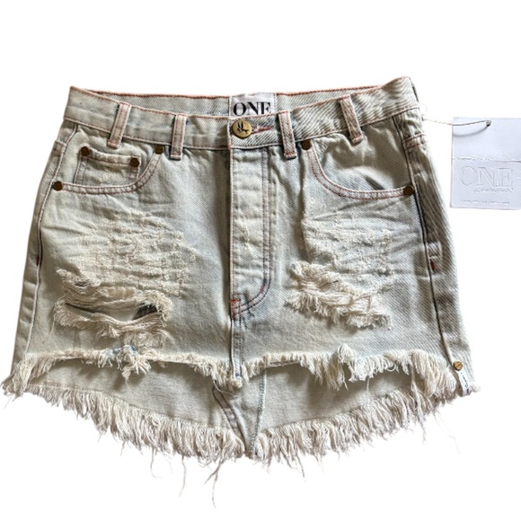 One Teaspoon Stoned Junkyard Mini Jean Skirt NWT - Picture 2 of 6